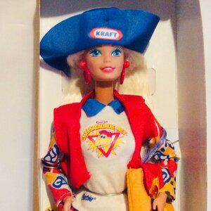 1992 Blonde Barbie Doll Kraft Cheese Treasures Cheesasaurus Rex Girl Collectable